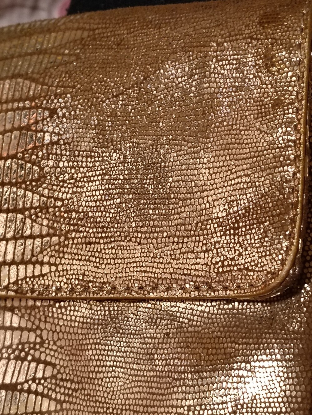 Michael Kors Metallic Gold Lizard-Embossed Chain Shoulder Bag - Picture 9 of 9